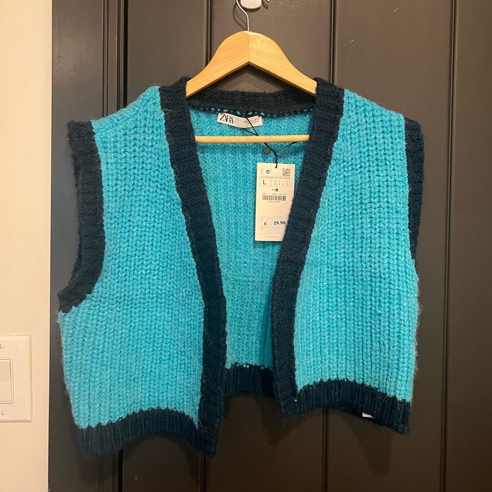 Zara neon blue knit vest